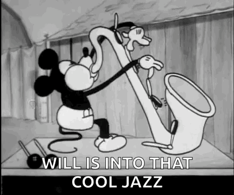 Mickey Mouse Playing Saxophone and Trumpet