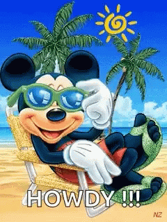 Mickey Mouse Sitting Beach Thumbs Up