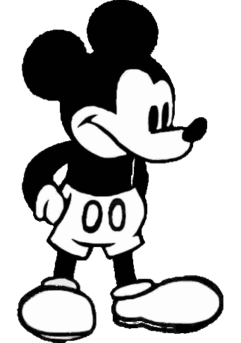 Mickey Mouse Standing in Black and White