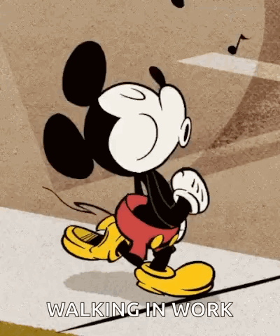 Mickey Mouse Walking In Work GIF