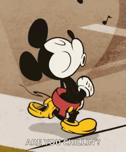 Mickey Mouse Walking Saying Are You Chillin GIF