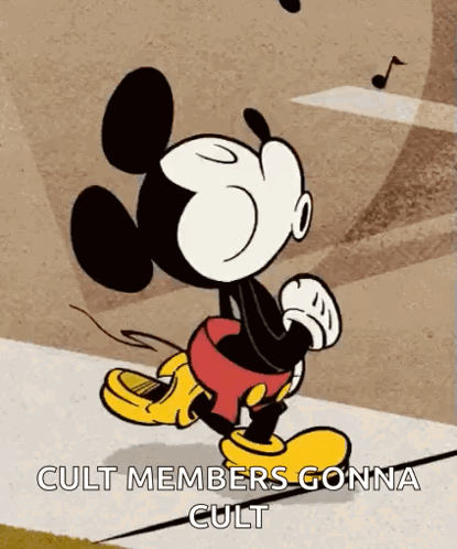 Mickey Mouse Walking With Cult Members Gonna Cult
