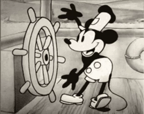 Mickey Mouse Waving at Steering Wheel