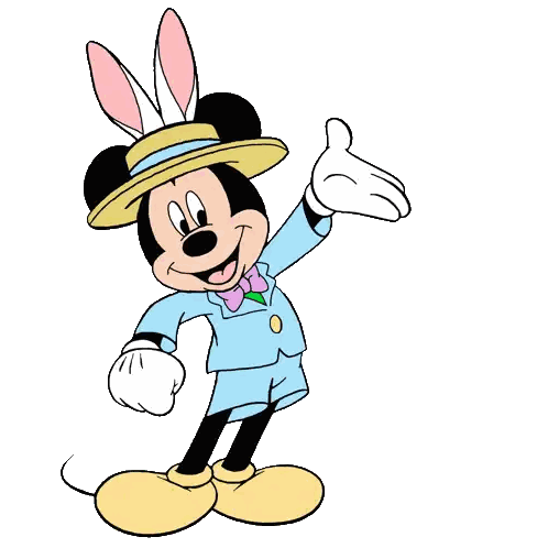 Mickey Mouse Wearing Bunny Ears and Blue Suit