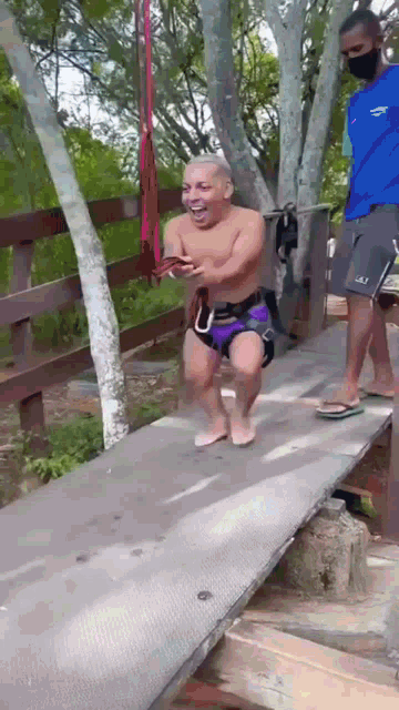 Midget Man Funny Zipline River Hanging Clothes GIF