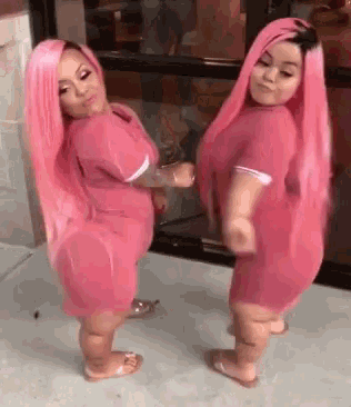 Midget Twins Dancing Twerk Pink Slay GIF