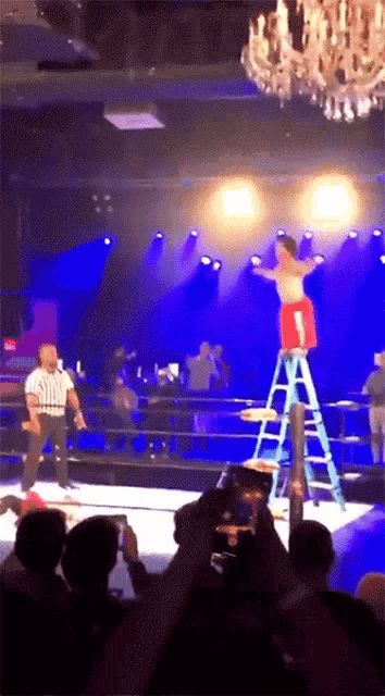 Midget Wrestling Jump Epic Fail GIF