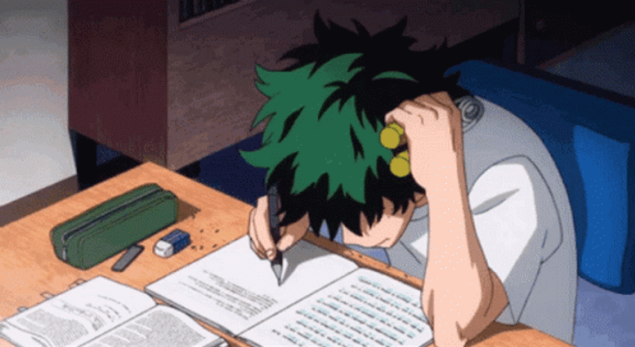 Anime Girl Studying Can't Concentrate GIF | GIFDB.com