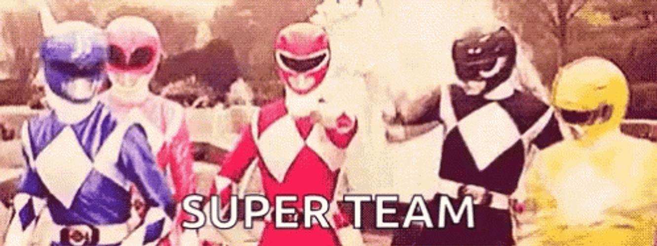 Mighty Morphin Power Rangers Super Team Work GIF