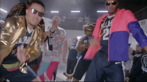 Mikal Bridges Energetic Mob Dance GIF