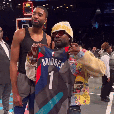 Mikal Bridges Jersey Number One Pose GIF