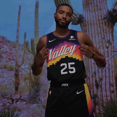 Mikal Bridges Showing Off Jersey 25 GIF