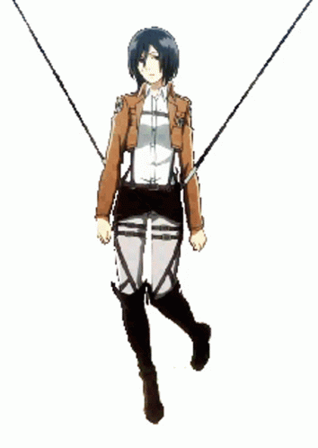 Mikasa Hanging In Cable GIF