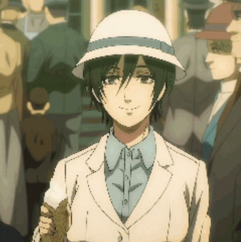 Mikasa Holding Ice Cream GIF