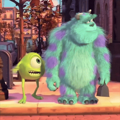 Mike and Sully from Monsters Inc on Sidewalk