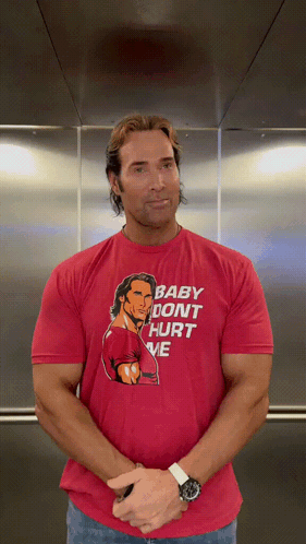 Mike O'hearn Riding Elevator Red Tee GIF