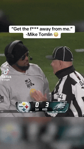 Mike Tomlin Talks to Referee on Field