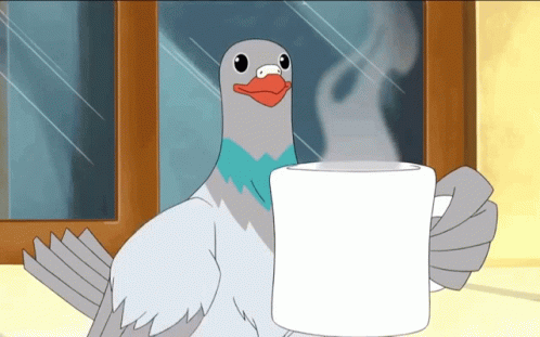 Mike Tyson Pigeon Drinking Coffee GIF
