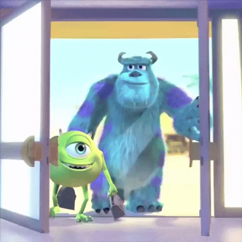 Mike Wazowski and Sulley Standing in Doorway
