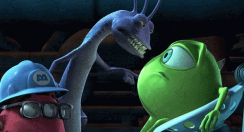 Mike Wazowski Blue Hard Hat Letter M GIF