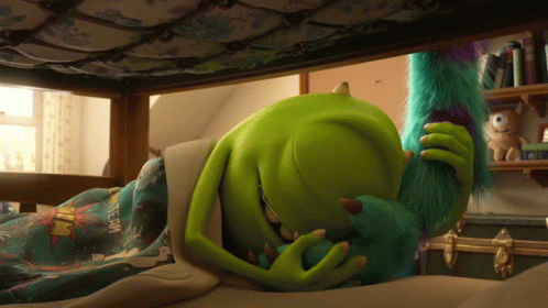 Mike Wazowski From Monsters Inc Laying In Bed GIF