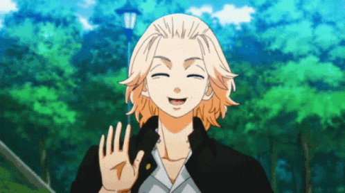 Mikey Manjiro Sano Waving While Closing Eyes GIF