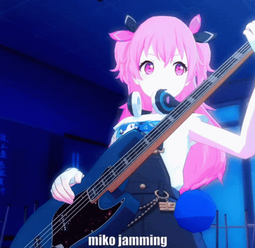 Miko Airi Playing Guitar Jamming GIF