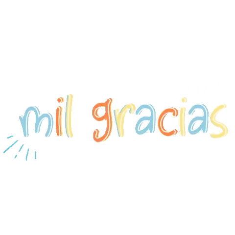 Mil Gracias Text in Blue and Orange