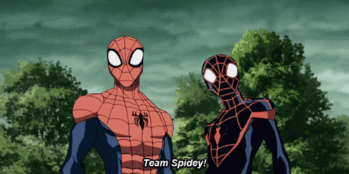 Miles Morales Peter Parker High Five Team Spidey GIF