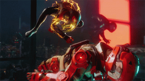 Miles Morales Spiderman Fierce Battle GIF