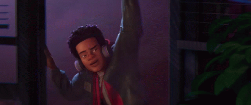 Miles Morales Spiderman Hanging Into Spiderverse GIF