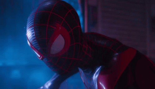 Miles Morales Spiderman Looking Back GIF