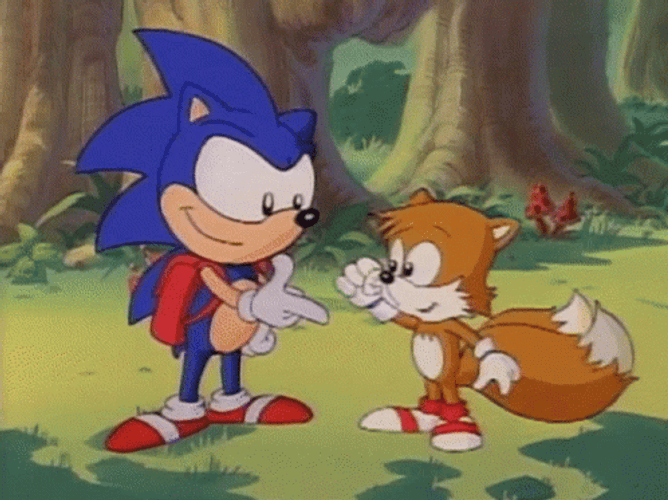Miles Power Fist Bump With Sonic GIF