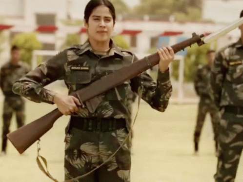 Lady Military In Field GIF