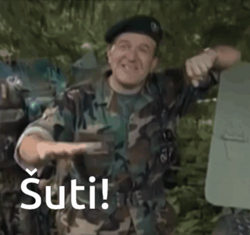 Military Man With Green Shield Says Suti GIF