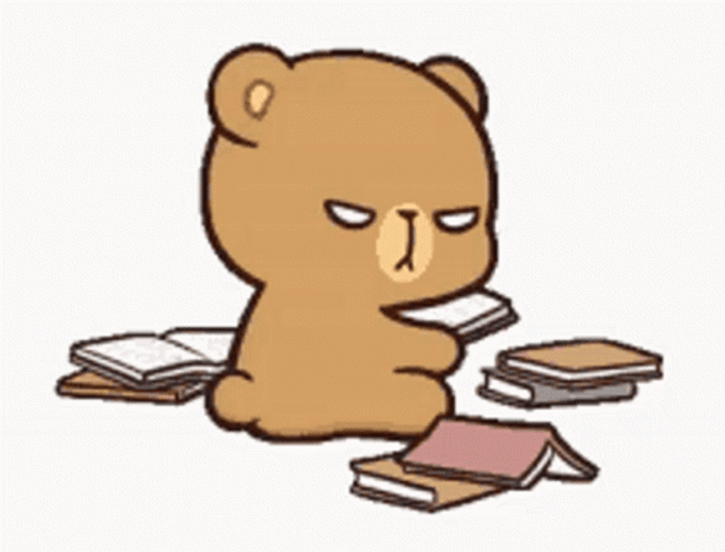 Milk And Mocha Bear Grumpy Reading Books GIF