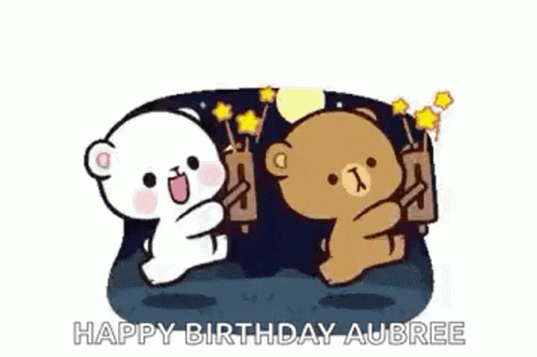 Milk And Mocha Bear Happy Birthday Fireworks GIF