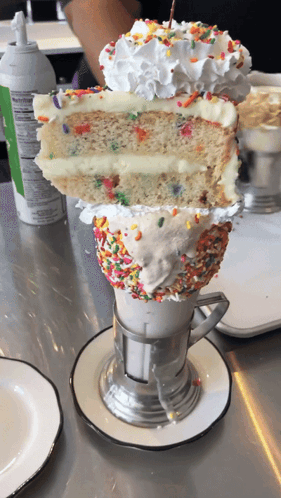 Milkshake With Cake Slice and Sprinkles