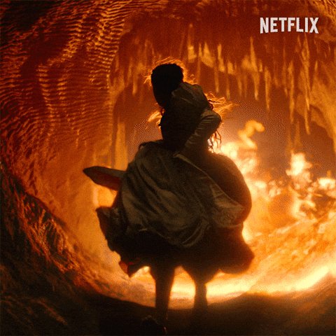 Millie Bobby Brown Chased By A Dragon's Fire Tornado GIF