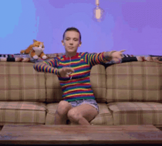 Millie Bobby Brown Dabbing Gesture GIF