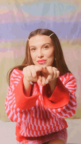 Millie Bobby Brown Drawing Heart GIF