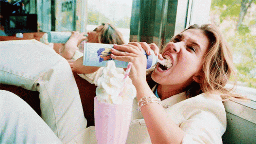 Millie Bobby Brown Eating Whipping Cream GIF