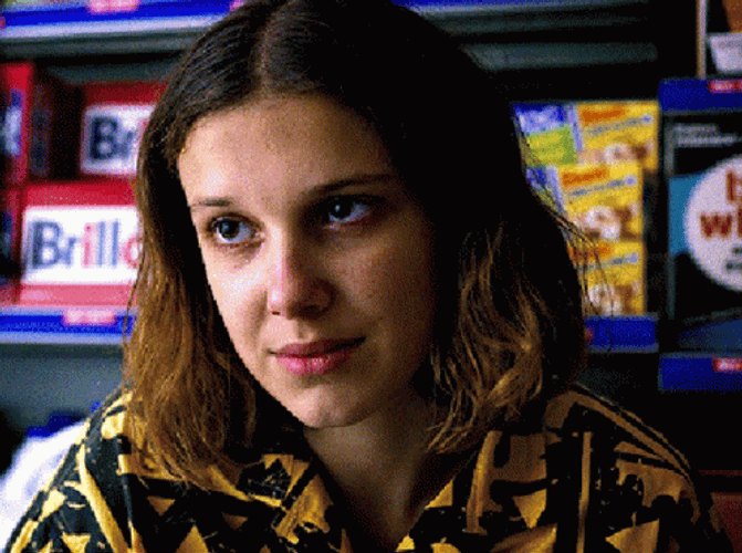 Millie Bobby Brown Looking Intently GIF