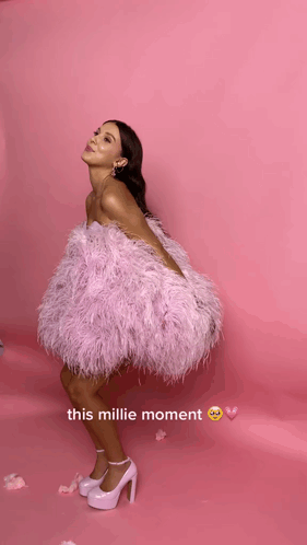 Millie Bobby Brown Pink Puffy Dress GIF