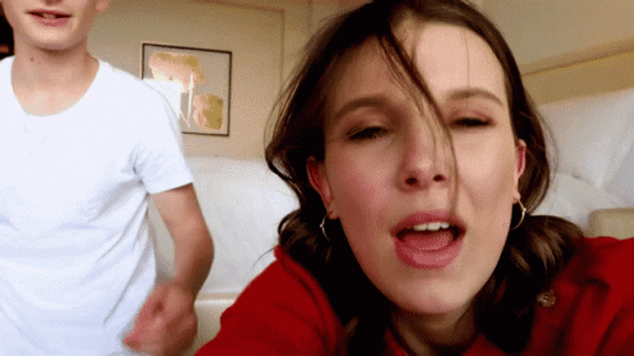 Millie Bobby Brown With Noah Schnapp GIF