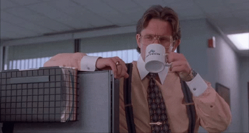 Milton Office Space Bill Lumbergh Drinking Coffee GIF