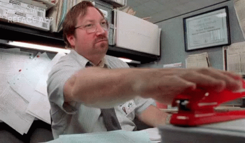 Milton Office Space Red Stapler Face Swap GIF