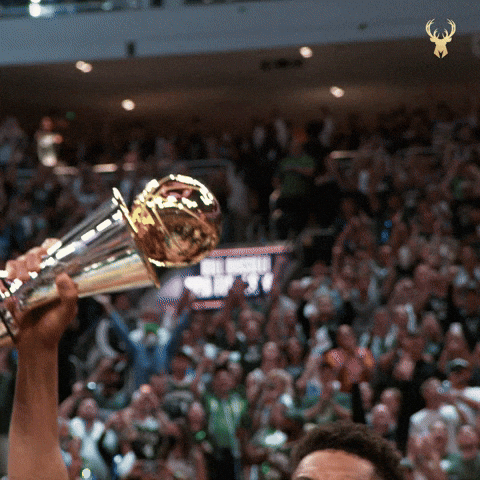 Milwaukee Bucks Giannis Antetokounmpo Lifting Trophy GIF