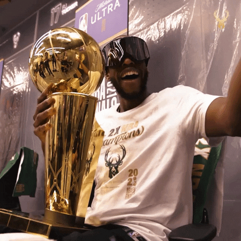 Milwaukee Bucks Khris Middleton Holding Trophy GIF