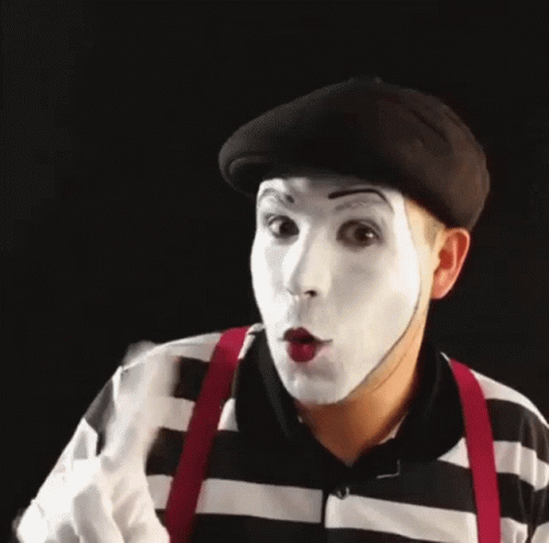 Mime Man in Black Hat and Suspenders